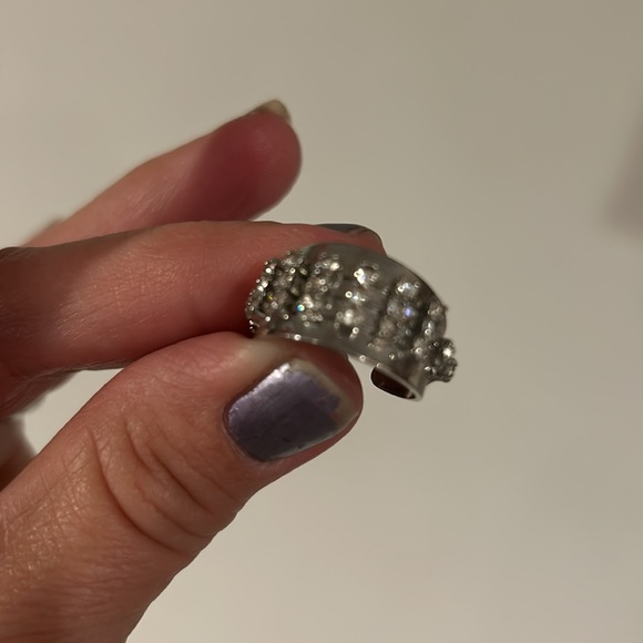 Adjustable Stainless Steal Crystal Statement Bling Ring - Picture 2 of 11